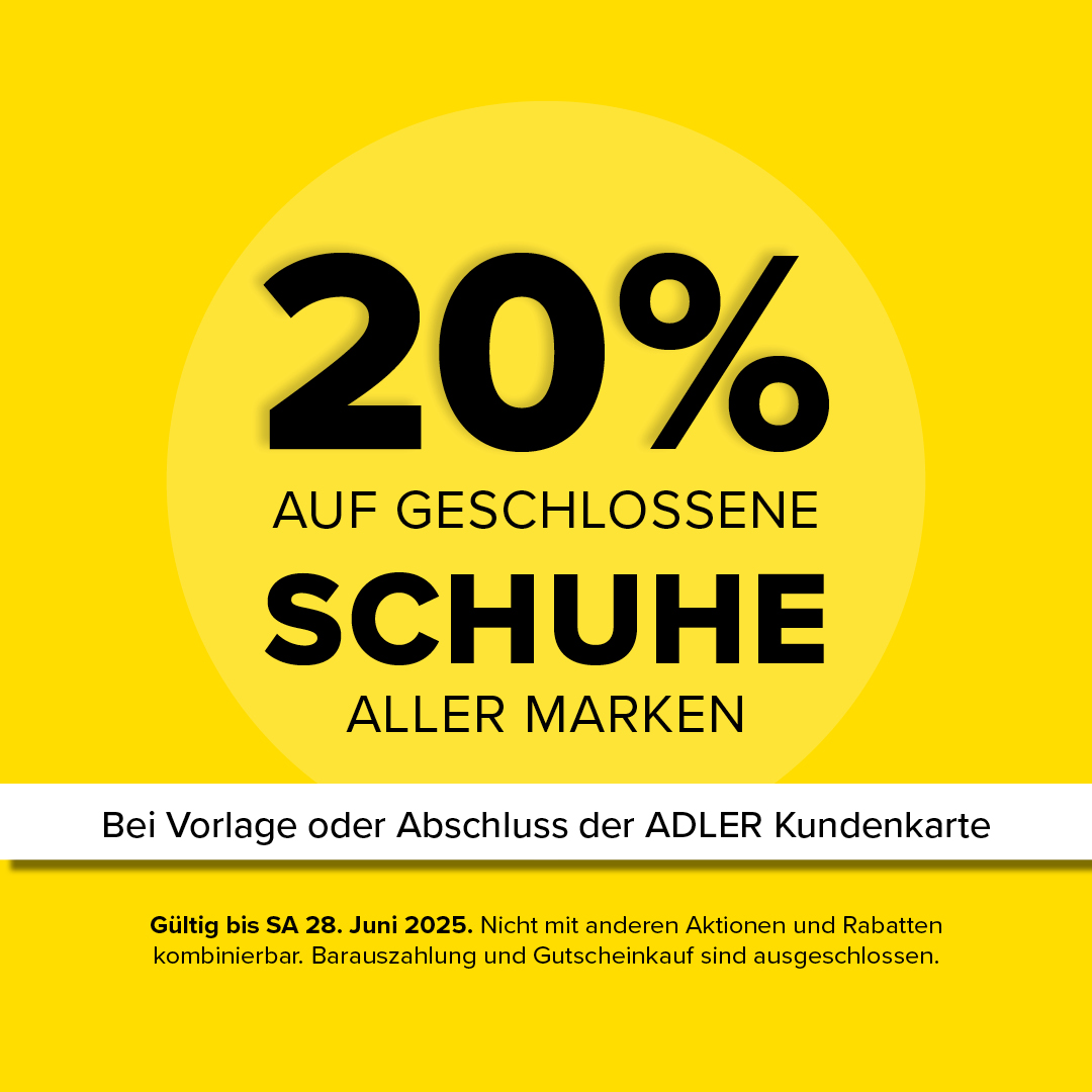 Angebot: 20% Preisnachlass auf geschlossene Schuhe.