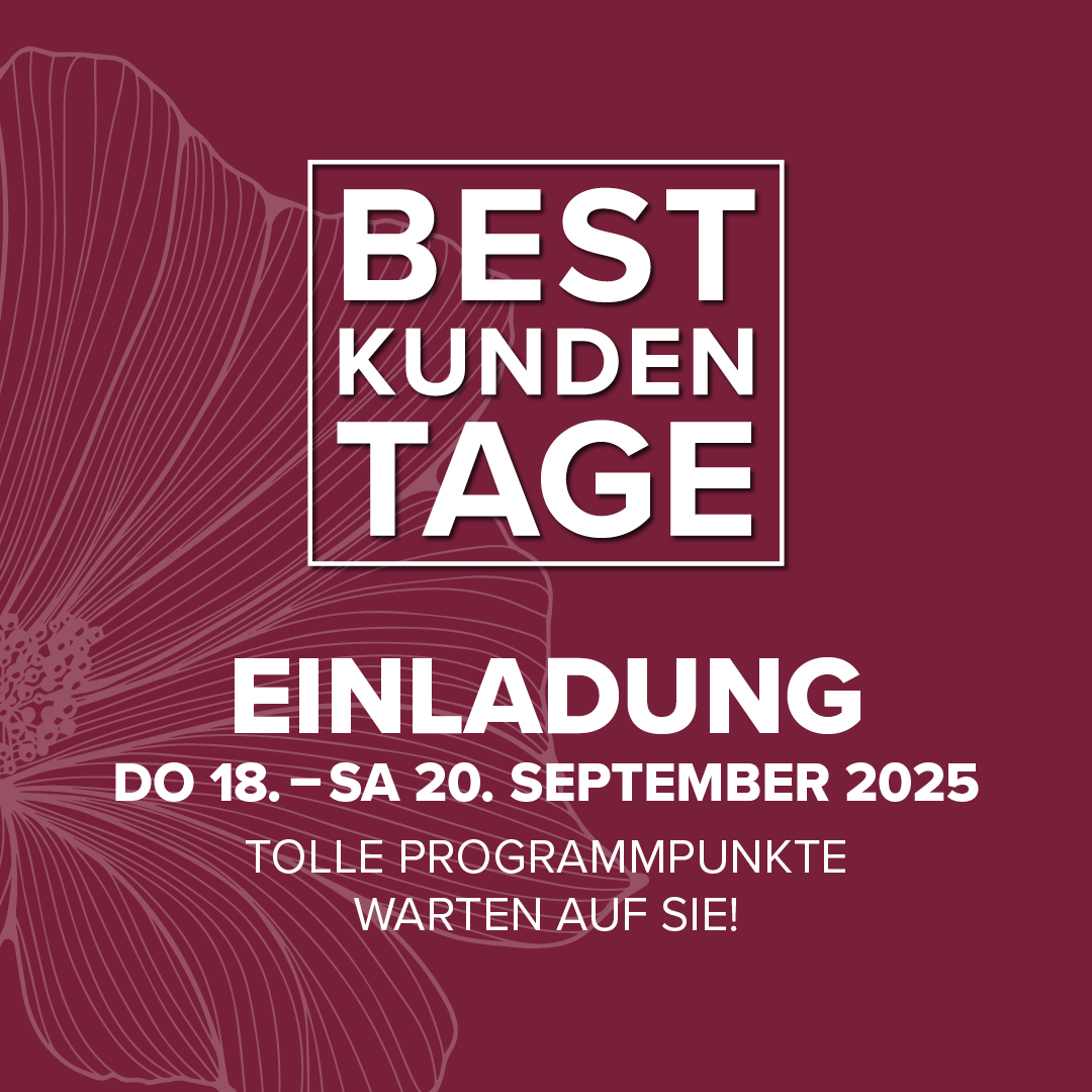 Einladung zu den Best Kundentagen am 18. und 20. September 2025 mit verschiedenen Programmpunkten.