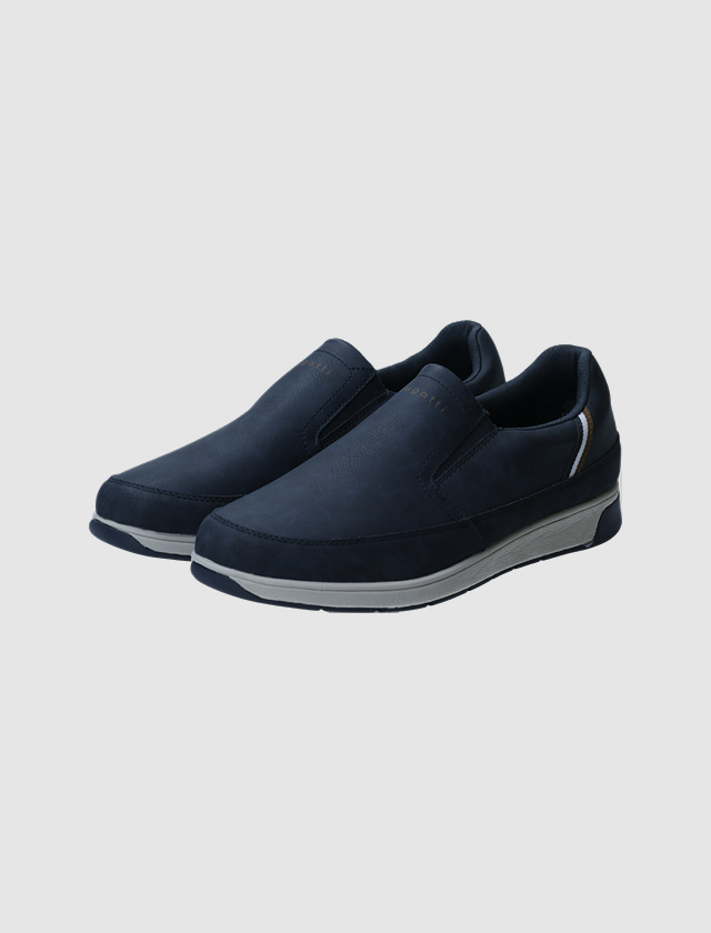 Marineblaue Slip-On-Schuhe, perfekt für lässige Outfits und einfaches An- und Ausziehen.