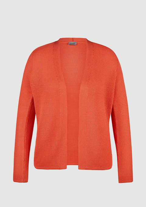 Ein orangefarbener Cardigan-Pullover Ein orangefarbener Cardigan-Pullover