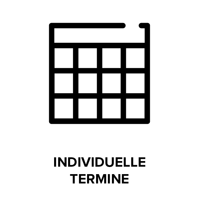 Ein Kalender mit dem Text „Individuelle Termine“ darunter.