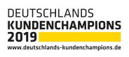 Logo von „Deutschlands Kundenchampions 2019“ mit Website-Adresse. Logo von "Deutschlands Kundenchampions 2019" mit Website-Adresse.